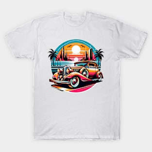 Vintage Sunset Drive Classic Car Print T-Shirt